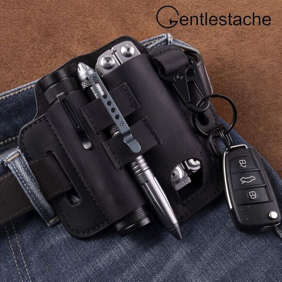 Multitool Belt Sheath, EDC Leather Belt Organizer, Belt Holder with Multitool Po - Picture 6 of 9